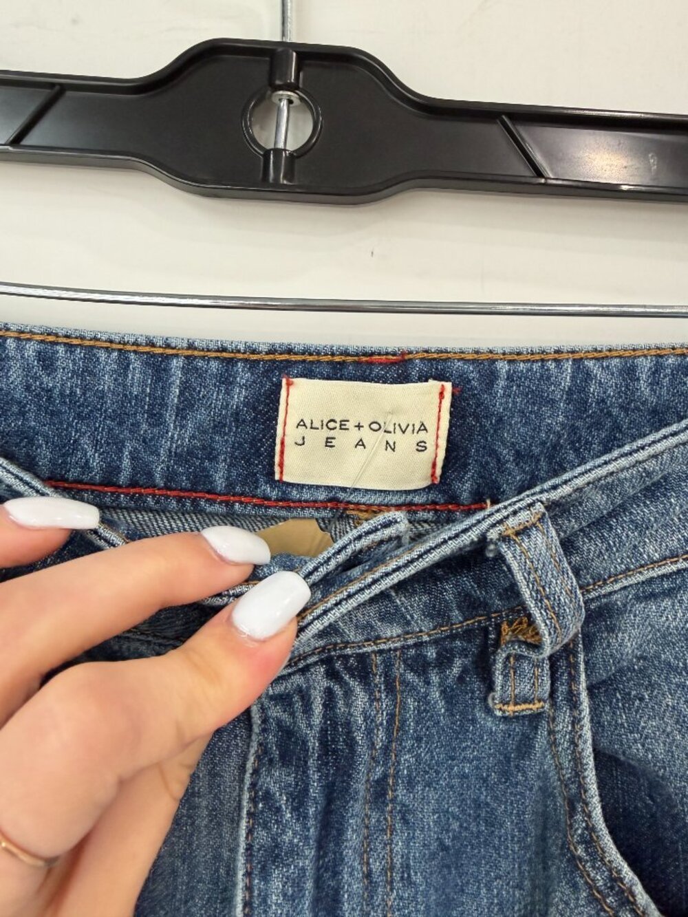 $425 Alice + Olivia Blue Baggy Cargo Olympia Denim High Rise Jeans size 24/27" - Picture 7 of 7